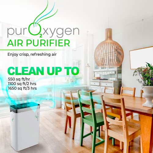 Puro²Xygen P500I - Air Purifier With H13 Hepa Filter - Up To 1650 Sq Ft Large Room Air Purifier For Home - Air Cleaner For Pet Dander, Dust And Indoor Pollutants- Wifi Control, Child Lock #TOP1