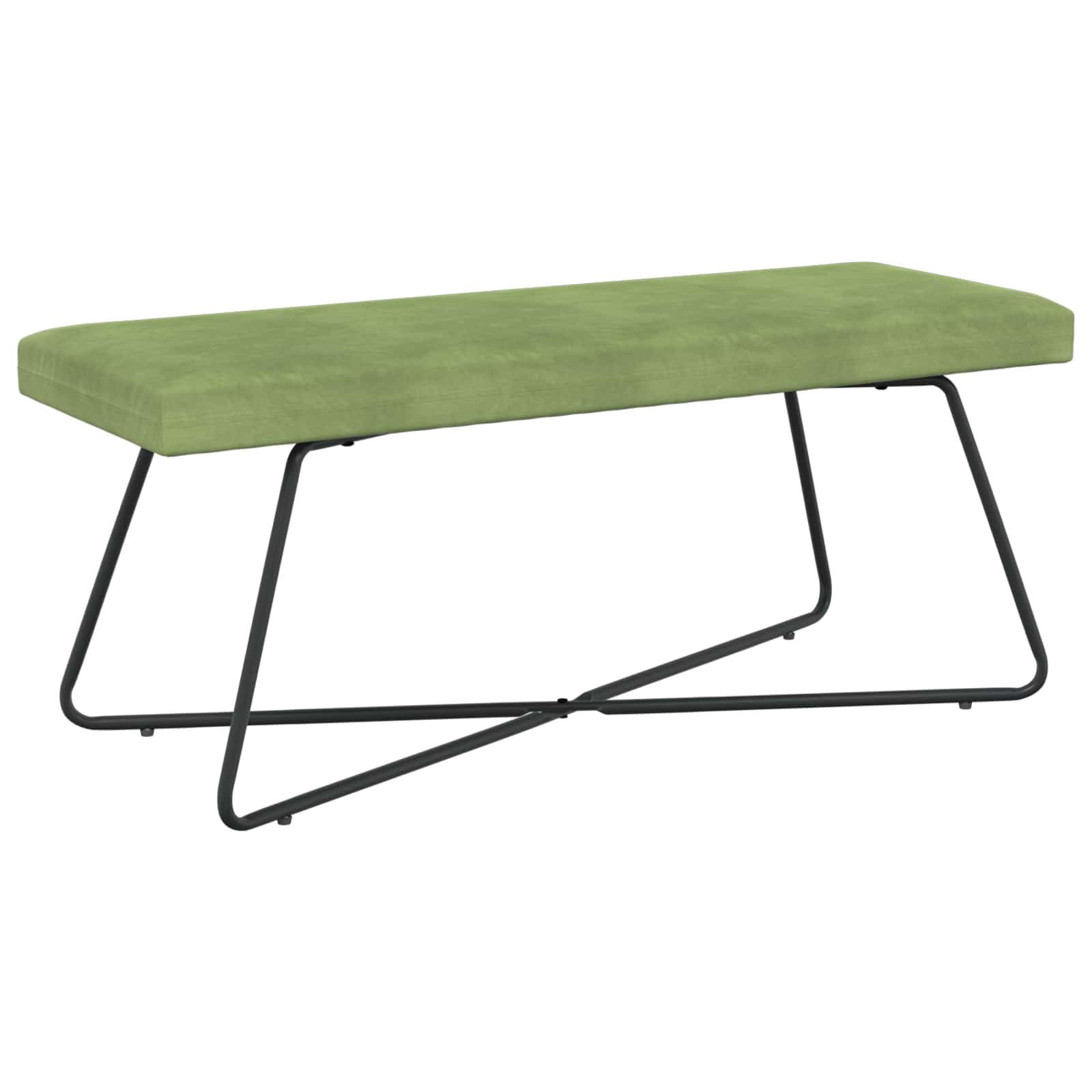 Fengshui Ławka tapicerowana aksamit jasnozielona 110 cm materiał drewnopochodny