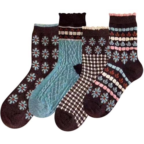 Image of IIG Cute Warm Wool Socks for Women Super Cozy Thick Crew Winter Socks Gifts, 5 Pairs