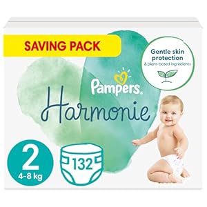 Pampers Baby Nappies Size 2 (4-8 kg / 9-18 lbs), Harmonie, 132 Nappies, SAVING PACK, Baby Essentials For Newborn