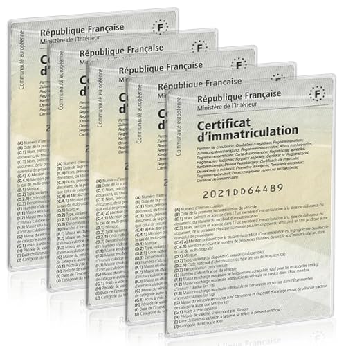 kinoco Pochette Carte Grise Lot de 5 Étui Transparent Carte Grise et Assurance - Pochette Protectrice Anti-Rayures pour Documents Voiture/Moto - Fabrication...