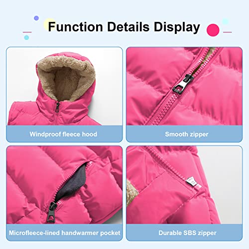 Pursky Boys Toddlers' Classical Water-Resistant Winter Snow Vest Girls Quilted Puffer Flannel Vest Outerwear Rose Red 4/5 #TOP5