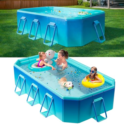 SUPIIRAW Foldable Pool, Large Non-Inflatable Swimming Pool for Adults and Kids, Thickened Portable Collapsible Pool for Backyard and Outdoor Use, 116' x 65' x 19'