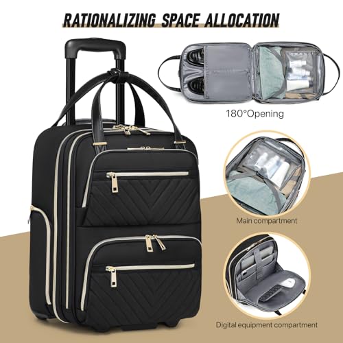 Carry-On Underseat Luggage with Wheels,Underseat Lightweight Suitcase for Women Men,16 inch Airlines Luggage for Overnight Business Travel3