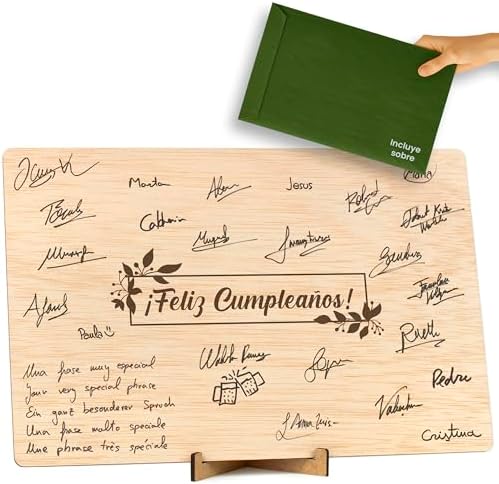 CONTRAXT Tarjeta de cumpleaños en madera. Regalo original libro d...