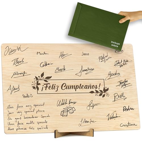 CONTRAXT Wooden Birthday Card - Original Gift Signature Book Birt...