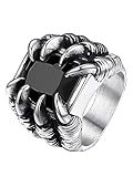 PROSTEEL Cool Dragon Claw Onyx Ring Size 10 Stainless Steel Motorcycle Rings for Men