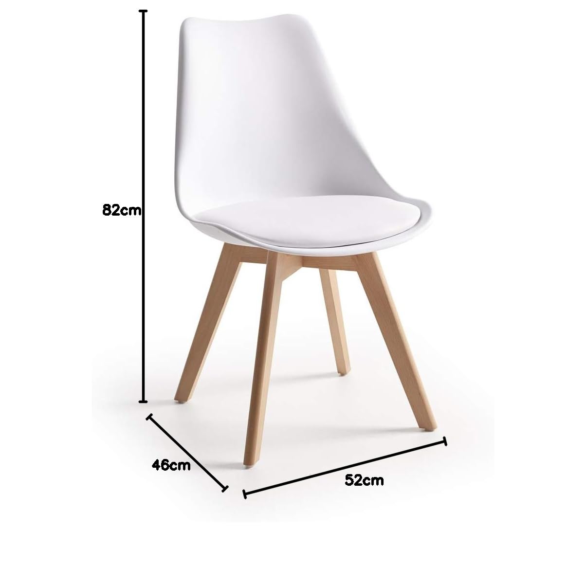 Home Heavenly® - Pack de 4 sillas Comedor salón TULIPA. Silla de diseño nórdico con Asiento ergonómico Acolchado. Patas de Madera.