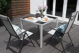 Vanage Aluminium Gartentisch in Grau mit Strukturierter Glasplatte in Schwarz – Gartenmöbel – Aluminiumtisch für Garten, Terrasse und Balkon Geeignet – 90 x 90 cm - 9