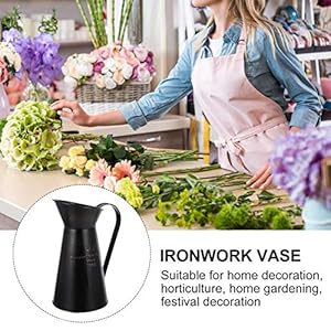 DOITOOL Rustic Metal Vase Milk Can Jug Bouquets Finish Shabby Chic Bucket Metal French Country Primitive Tin Vase Metal Pitcher Farmhouse Flower Container