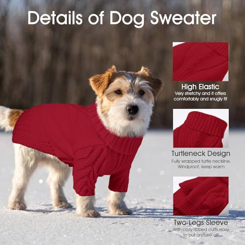 Image of Dog Sweaters for Small Medium Large Dog, Classic Turtleneck Pet Clothes Warm Thermal Doggy Winter Coat, Thick Double Knitting Collar Pullover Cold Weather Puppy Jacket for Indoor & Outdoor Wear