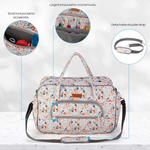 Image of Yarn Storage Organizer, Knitting Crossbody Bag, Large Crochet Tote Bag Yarn Holder Case for Carrying Projects, Knitting Needles, Crochet Hooks and Other Accessories (Daisy)