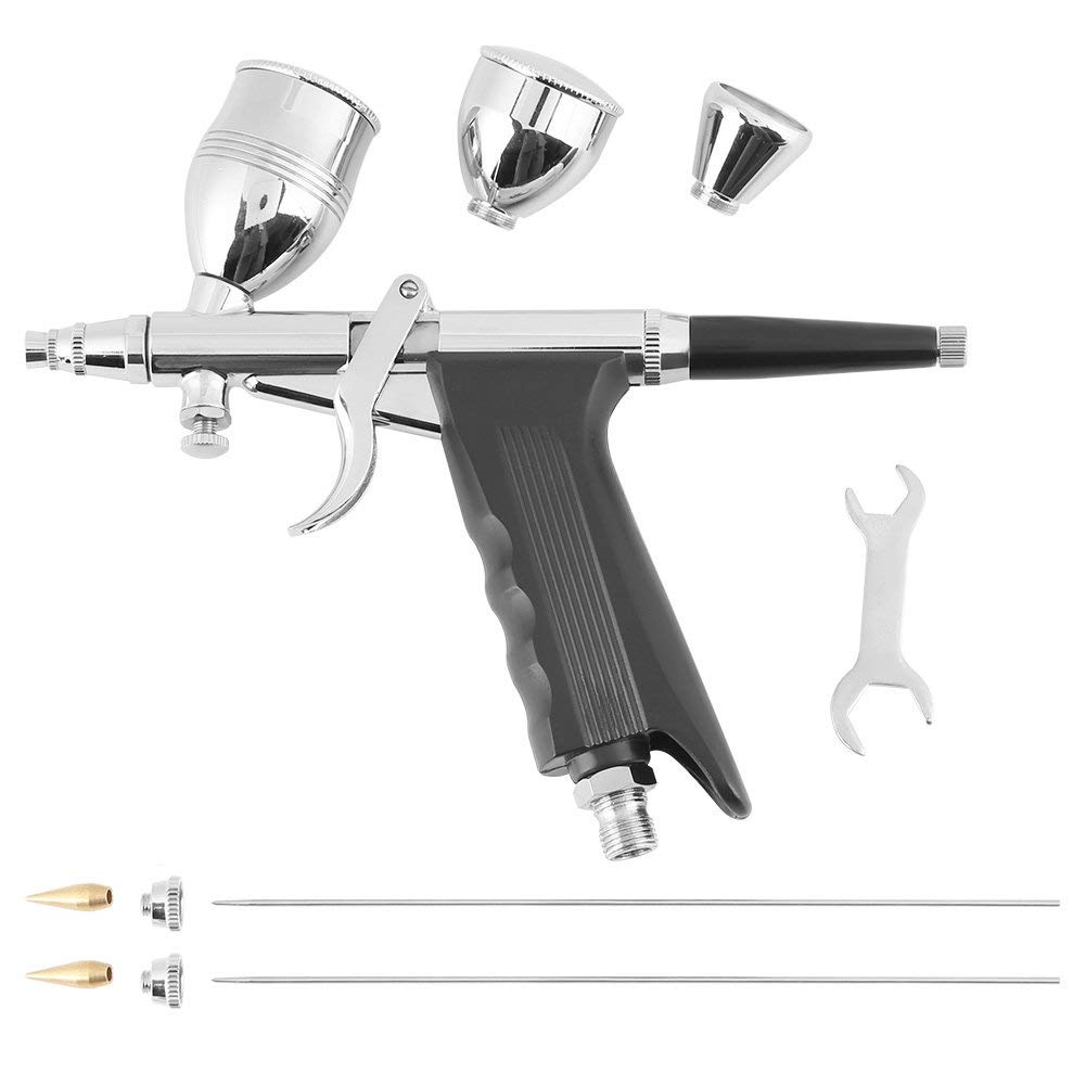 Ejoyous Kit de aerógrafo, Pistola de aerógrafo de Doble acción Juego de Limpieza con Cepillo de Aire Juego de aerógrafo Pistola de pulverización con Boquilla de 0,3 mm 0,5 mm 0,8 mm para Modelos