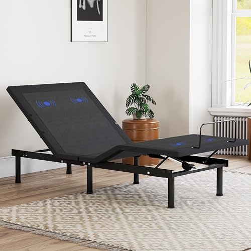 Image of EGOHOME Twin XL Adjustable Bed Frame with Massage,Zero Gravity | Wireless Remote,Independent Head and Foot Incline, 12 inch Adjustable Legs, LED Night Lights, 2 USB Ports,Zero Clerance