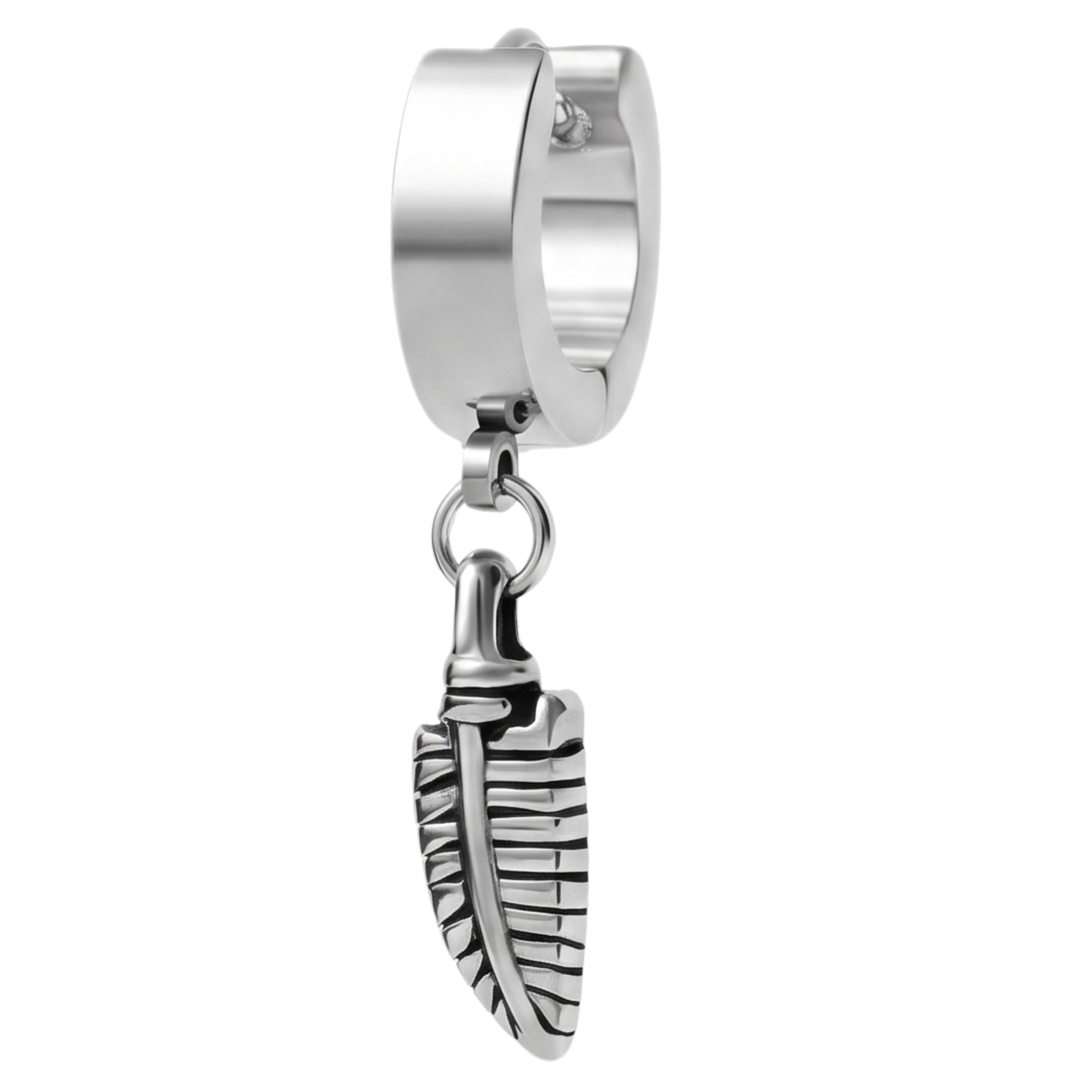 the men thing PLUME SILVER - Pure Titanium Steel Ear Hoop Earrings for Men & Boys-picture-13