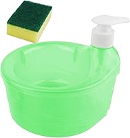 Vista 9 de Dispensador de jabón para lavavajillas, dispensador de jabón para lavar platos 2 en 1, dispensador de jabón de cocina con esponja, dispensador
