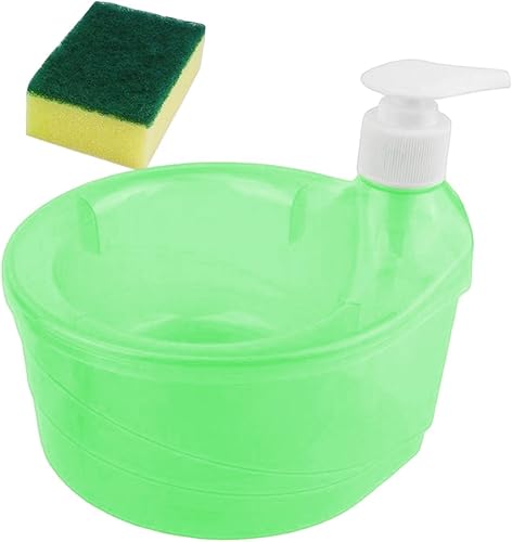 Miniatura 9 de Dispensador de jabón para lavavajillas, dispensador de jabón para lavar platos 2 en 1, dispensador de jabón de cocina con esponja, dispensador de