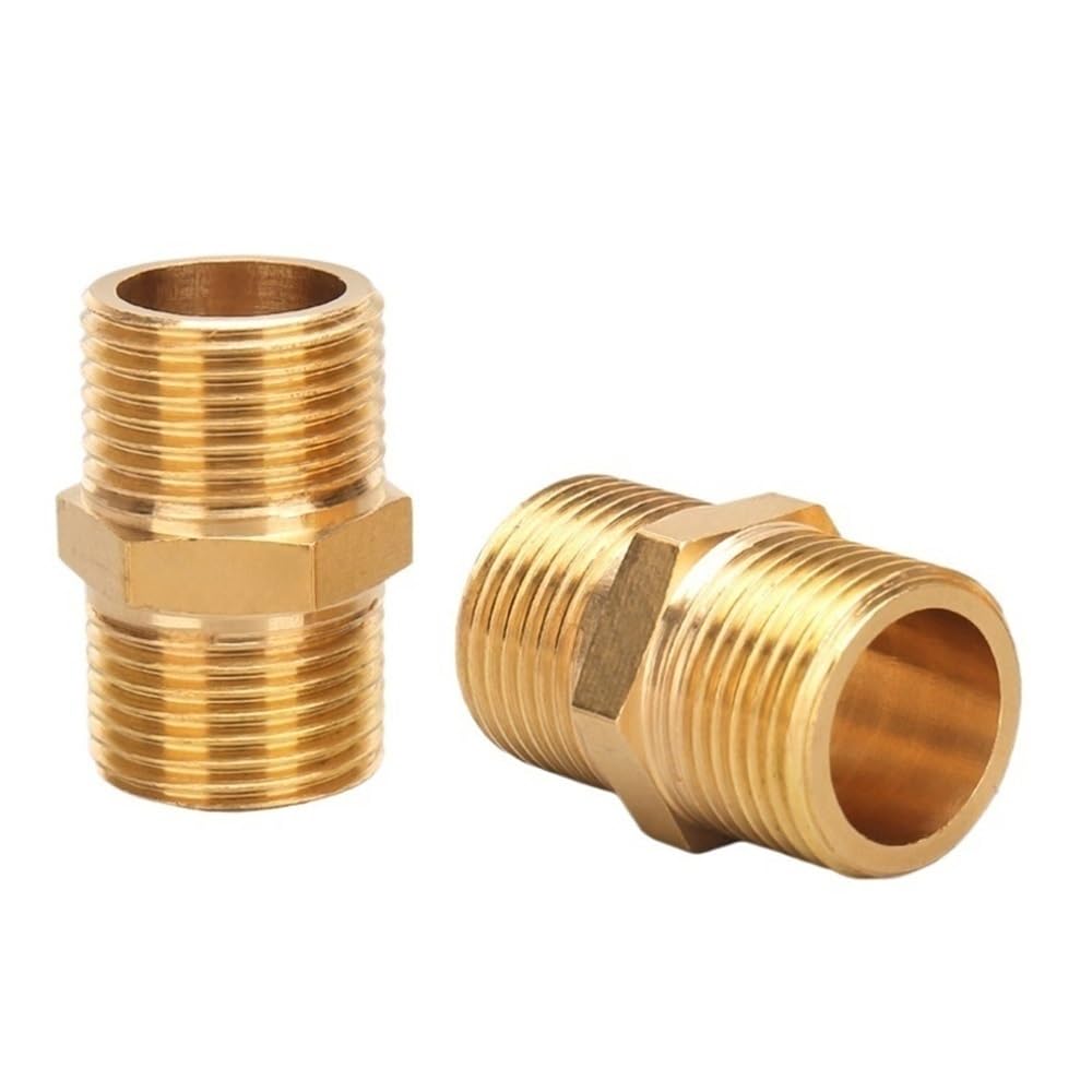 Connettore accoppiatore, Nipplo Esagonale in Ottone Adattatore Attacco rapido Connettore filettato Olio Acqua Filettatura BSP da 1/8-1 Pollice(1inx1/2inx35mm)