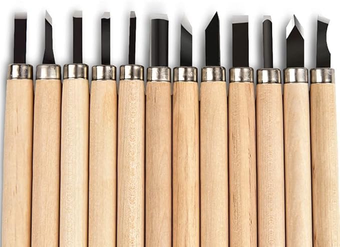 Qatalitic 12Pc Professional Carving Chisel Set, Carbon Steel Wood Carving Tools, Woodworking Chisels Wood Chisel Kits for Carving Woodworking Beginners & Kids-picture-17