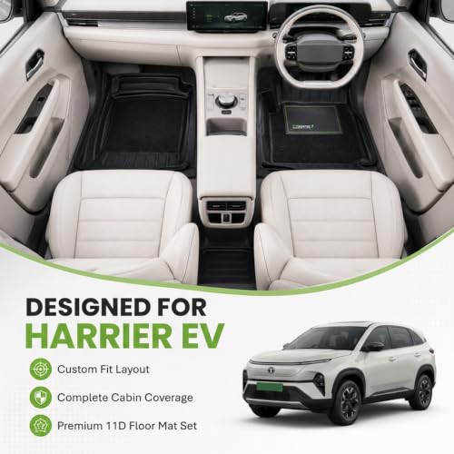 Image of EV MASTER 11D Car Floor Mats for TATA Harrier Hybrid (2026 Onwards) Complete Set | All Weather | Anti-Slip | Luxury Premium Car Mat | Full Coverage, Custom Fitted Car Foot Mats