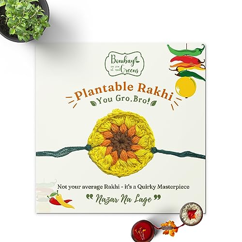 Image of Bombay Greens Plantable Seed Rakhi for Brother Eco- Friendly DIY Grow Kit| Grow Plants from Seeds Rakhi | Rakhi Gift Set - Sunflower