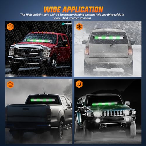 Image of Nilight 144LED Traffic Advisor Strobe Light Bar with Controller Green White | Emergency Warning Lights Hazard Interior Front /Rear Windshield Flashing for Cars Plow Trucks Construction Vehicles