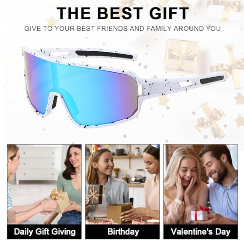 Image of PROBEROS Cycling Sunglasses for Men Stylish, UV400 Tinted Polarized Sunglasses Fashion Sport Set, Unique Frame Design, Outdoor Anti-Glare for Cycling, Driving, Hiking
