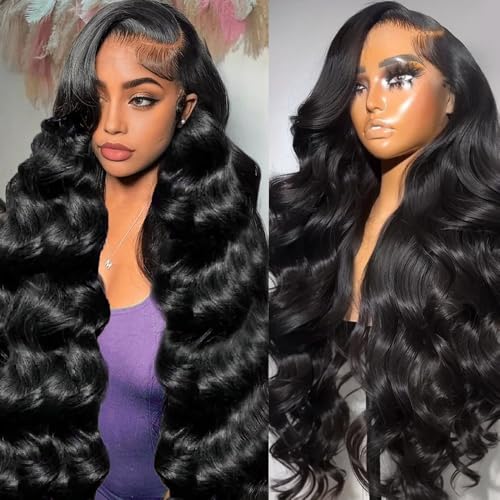KOTTN 30 Inch 13x6 Lace Front Wigs Human Hair Pre Plucked Real Virgin Human Hair Wig Invisilbe Hairline Tiny Knots 200 Density Body Wave HD Lace Frontal Wigs