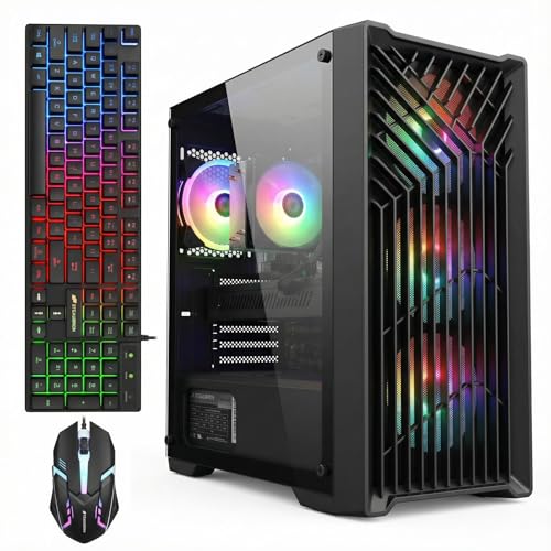 STGAubron Gaming PC Desktop Computer, Intel Core i7 up to 3.9G, GeForce RTX 2060 6G, 32GB RAM, 512GB SSD, WiFi 6, BT 5.0, RGB Fan x 4, Windows 11 Home