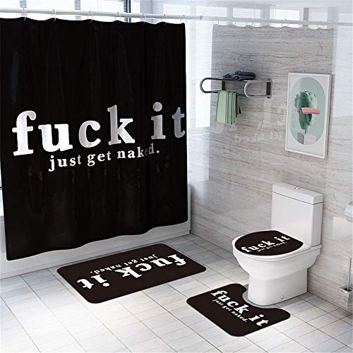 Morbuy 4-teiliges Badvorleger-Set Duschmatte + Kontur Matte + WC-Deckelbezug + Duschvorhang,...