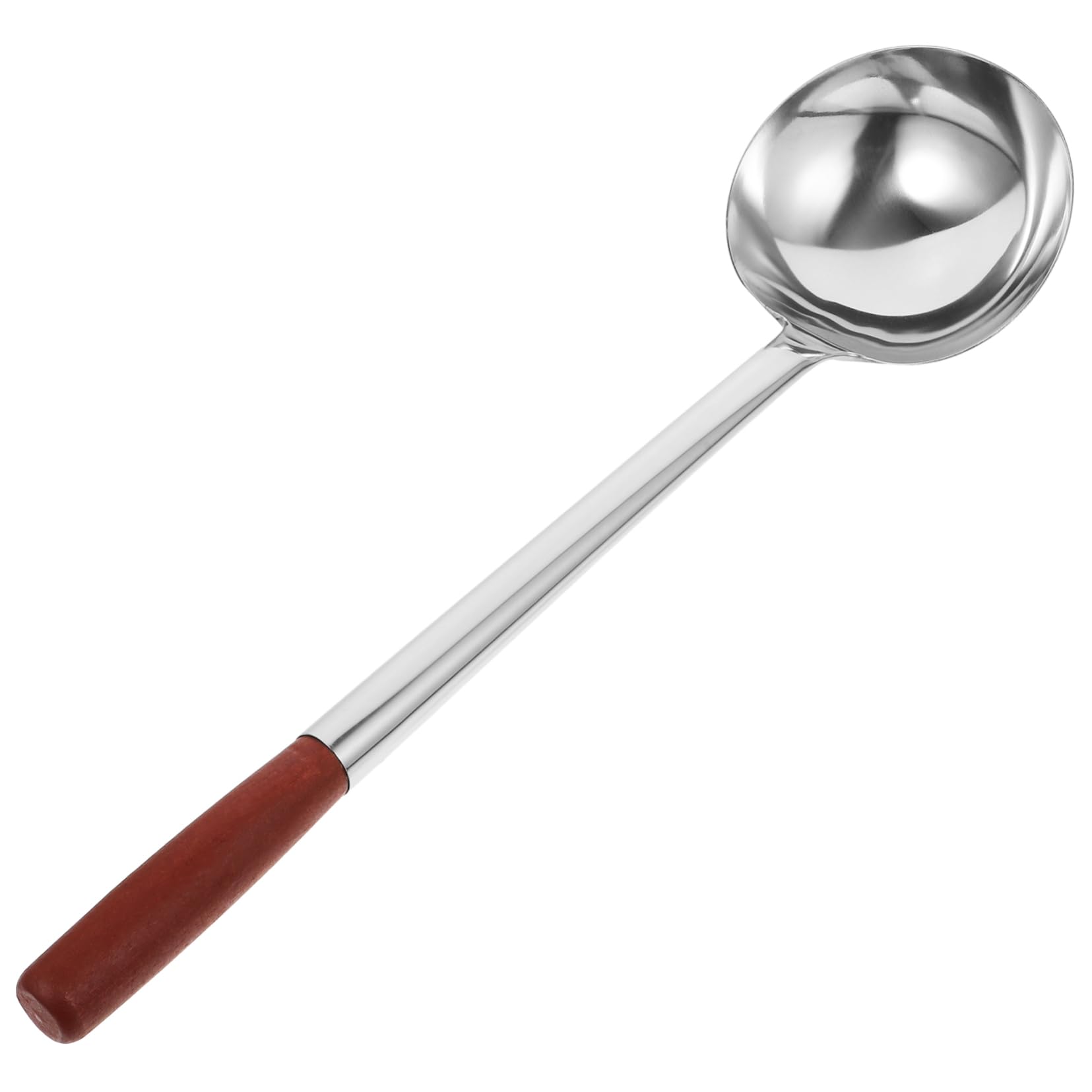 MAGICLULU Stainless Steel Cooking Spoon with Wooden Handle Long Handle Fried Rice and Soup Ladle Ergonomic Design for Kitchen Utensils Rustproof and Kitchen Tool
