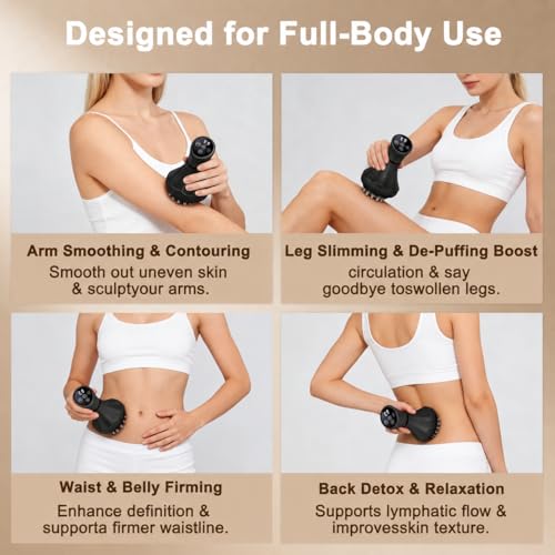 Image of Lymphatic Drainage Massager, 5-in-1 Anti Cellulite Massage Tool,Reduce the Appearance of Cellulite & Stretch Marks, Microcurrent, Red Light, Heat & Vibration, Suitable for Full-Body,Matte Black