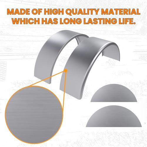 HECASA Single Axle Trailer Fenders W/Fender Backs Fits 14" to 16" Wheels - 32" x 9" x 15" Replacement for Car Hauler Trailer Cargo Trailer Utility Trailer Landscape Trailer Steel Round (2Pcs)