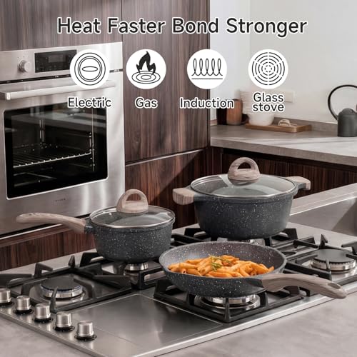 Image of JEETEE Pots and Pans Set Non Stick 23pcs, Healthy Kitchen Cookware Sets