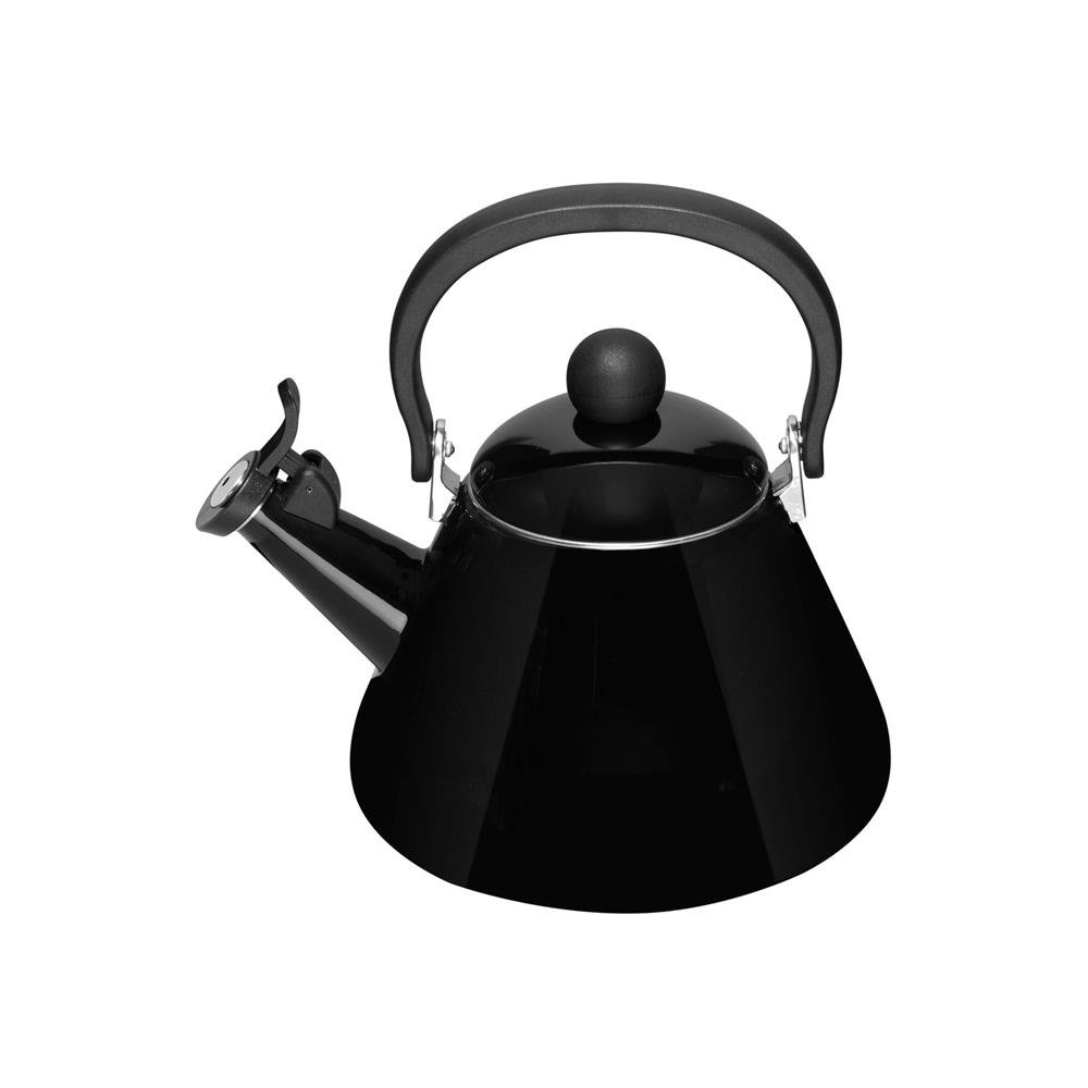 Le Creuset Bouilloire Kone Pour Cuisinière avec Sifflement, Acier Émaillé, 1.6 L, Onyx, 40101021400000