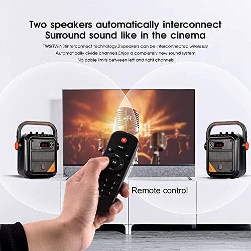 JYX Bluetooth Lautsprecher, Tragbarer PartyBox Lautsprecher mit 2 drahtlosen Mikrofon, kabelloser Party-Lautsprecher, Musikbox unterstützt TF-Karte/USB, AUX, FM, Rec für Party – Bild 5