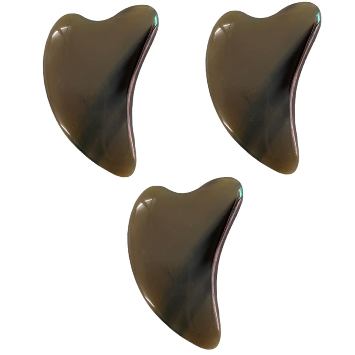3piezas Tabla De Masaje Guasha De Cuerno Natural Herramienta Para Masaje Facial y Corporal Alivio De Fatiga y Circulación Sanguínea