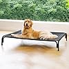 Elevated Dog Bed Raised Outdoor Dog Cot for Large Dogs, Installation Requires No Tools, Frame with Washable Cooling Breathable Mesh Anti-Slip Feet, Indoor Pet Bed, Black, 43.3 Inches