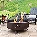 Sunnydaze Cosmic 42-Inch Large Outdoor Fire Pit - Wood-Burning Fire Pit with Round Spark Screen, Poker, and Built-in Grate