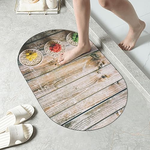 Tapis de bain en terre de diatomée séchage rapide antidérapant effet bois - 3