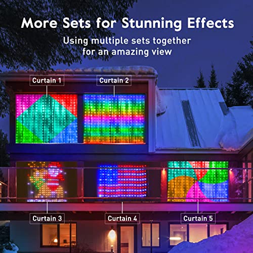 Smart Curtain String Lights App Controlled - 400 Led Diy Hanging Fairy Light Pattern And Text Programmable, Music Sync With Remote, Waterproof Smart Independence Day Lights Outdoor Indoor Decorations #TOP5