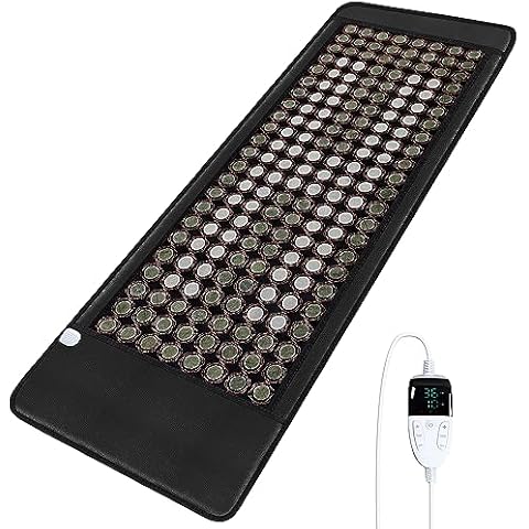 Infrared Heating Pad for Back, Far Infrared Natural Jade Heating Pad, Smart Controller with Memory Function, 290pcs Natural Jade and Tourmaline, Auto Shut Off, 71 x 25 inches Cover