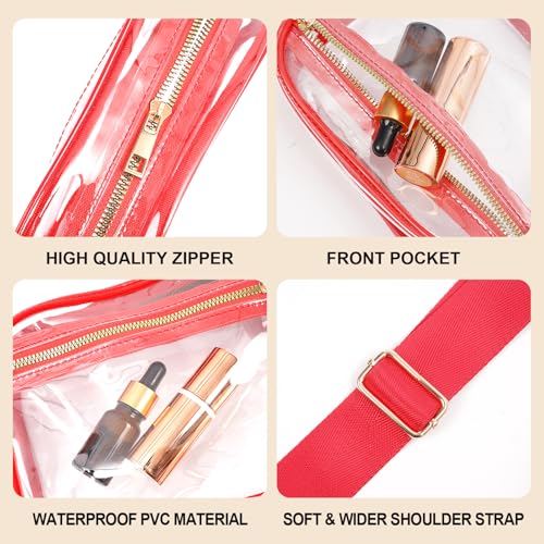 Image of Fibrdoo Clear Bag Stadium Approved, Leather Clear Crossbody Purse Bag for Concerts Sports Events Festivals