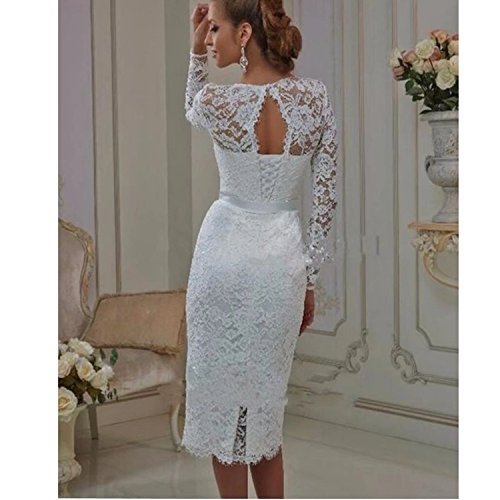 YASIOU Bruidsjurken kort elegant vintage wit bustier lange mouwen tule kant knielang met mouwen trouwjurk - Image 4