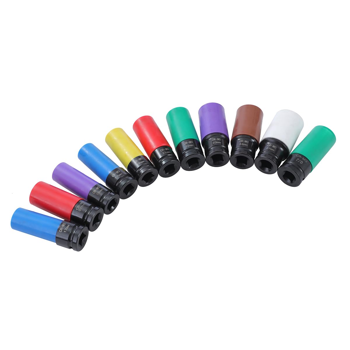 KATSU 1/2" Alu-Felgen Kraft-Stecknuss-Satz 11-teilig 15/17/19/21/22/23/24/27mm & 7/8" kompatibel mit Tesla, Chrom-Molybdän-Stahl, Steckschlüsselsatz Radmuttern, Schlagschrauber Nüsse, 85mm Länge
