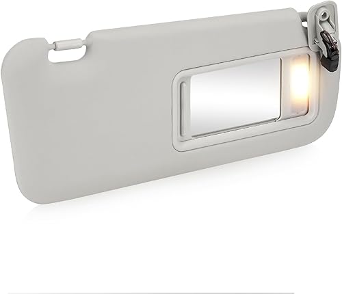 Youxmoto Visera solar derecha del lado del pasajero para Mazda 3 2010 2011 2012 2013 gris, reemplaza # BBM2-69-320C-75, con espejo de tocador y luz