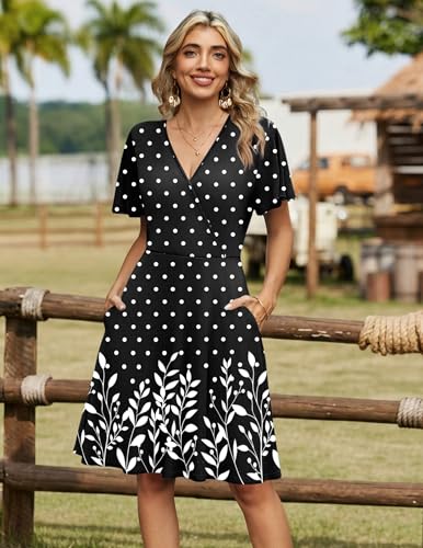 Image of Zeagoo Womens Summer Dresses Wrap V Neck Dress Floral A-Line Ruffle Sleeve Casual Sundress with Pockets 2026