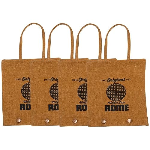 BestNest Rome Waffle Iron Canvas Storage Bags, Pack of 4 â€“ Protective Covers for Cast Iron Waffle & Pie Irons, Durable Canvas with Button Closure & Hanging Loops â€“ Outdoor Camp Cookware Storage