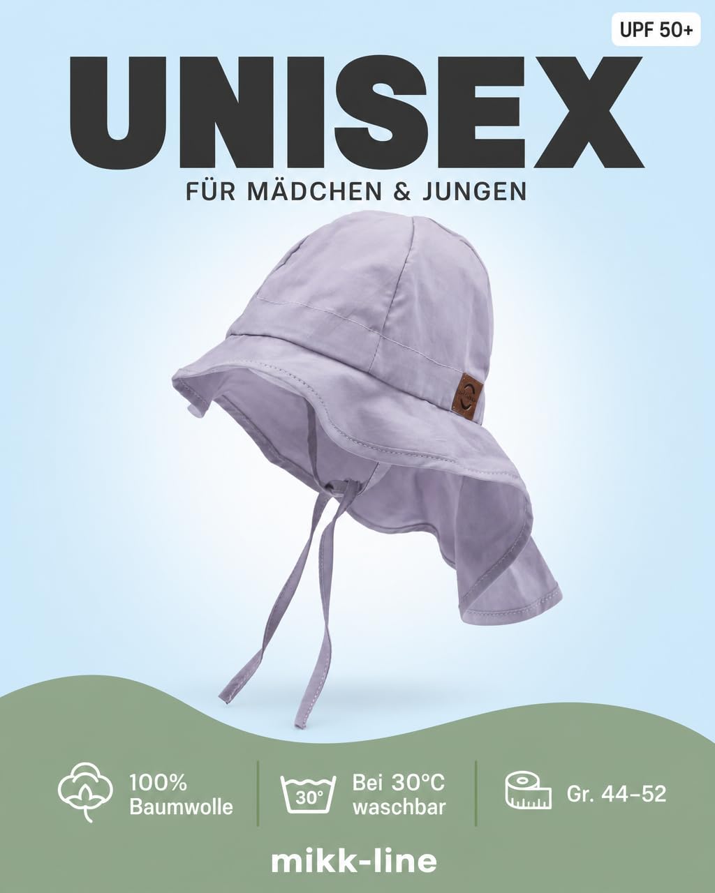 Mikk-line Sombrero para el sol para bebé, protección UV, 50, protección para el cuello, sombrero de sol para bebé, gorra con visera para niños y niñas, gorro de verano ligero para una protección