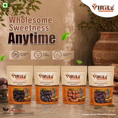 Image of VIRILE Premium Omani Fard Dates /Khajur, 400 g (Pack of 2) | Healthy Snacks, Rich in Fibre, Naturally Sweet, Naturally Low-Fat Food